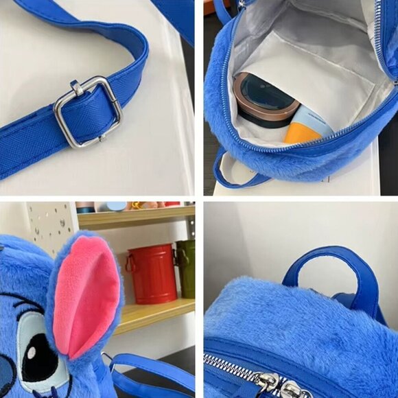NWT Disney Stitch Blue Plush Small Backpack - Picture 7 of 7